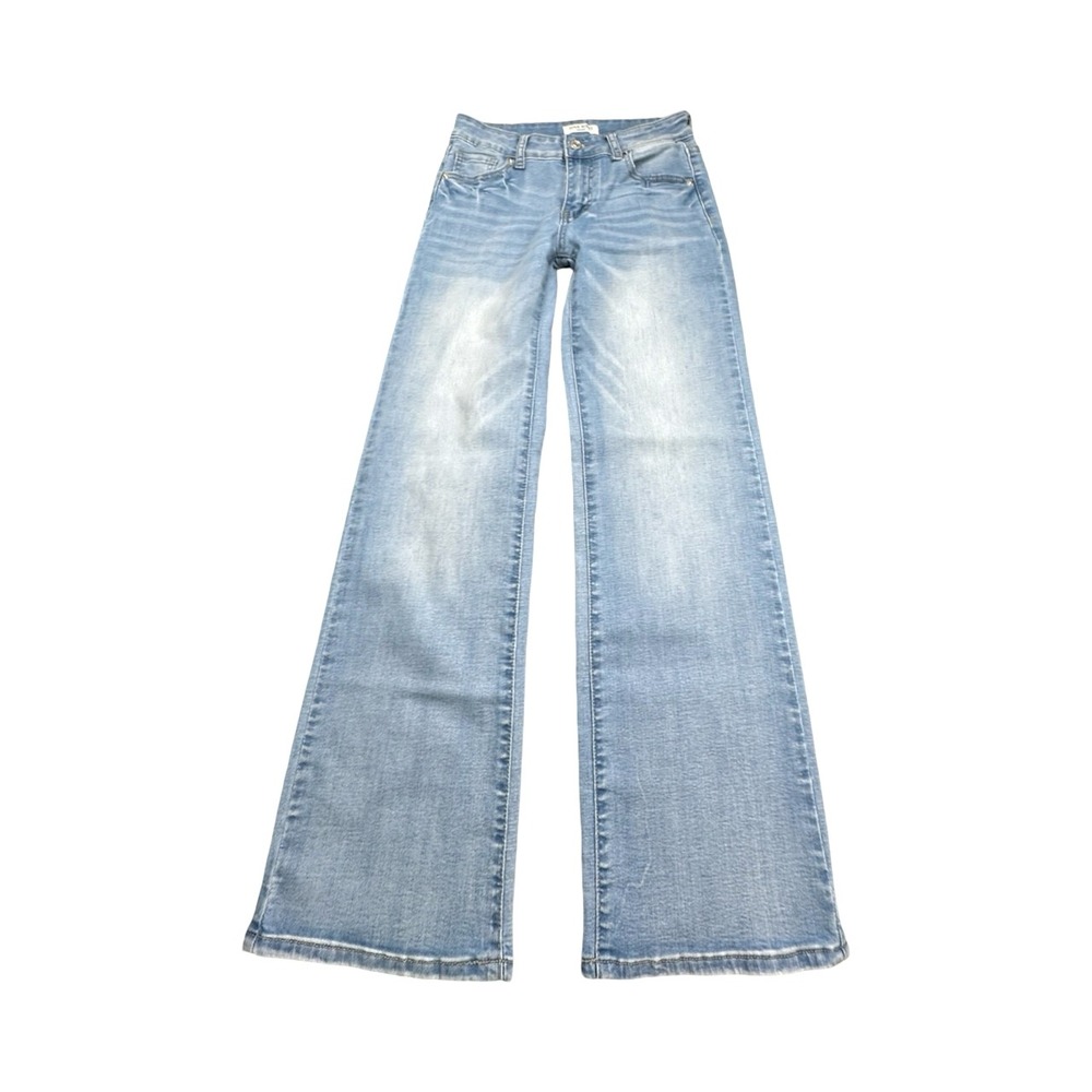 Love Soho Jeans Women 1 Blue Light Wash Wide Leg Flare High Rise JDWD3085-827